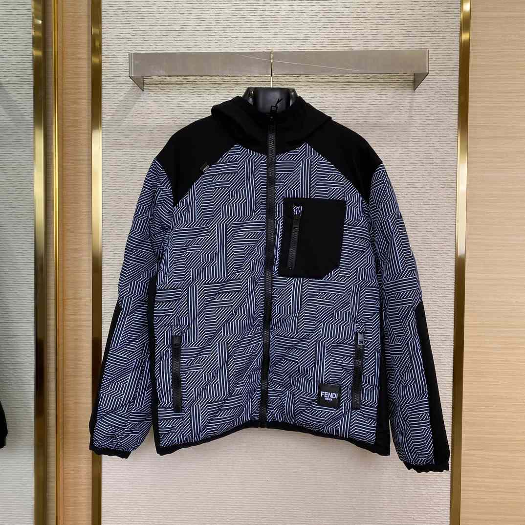 Fendi Shadow-print Panelled Down Jacket - FashionPlug