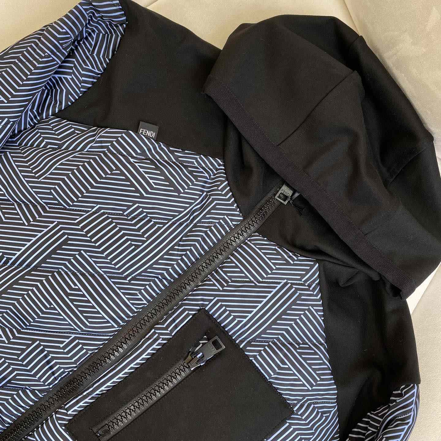 Fendi Shadow-print Panelled Down Jacket - FashionPlug