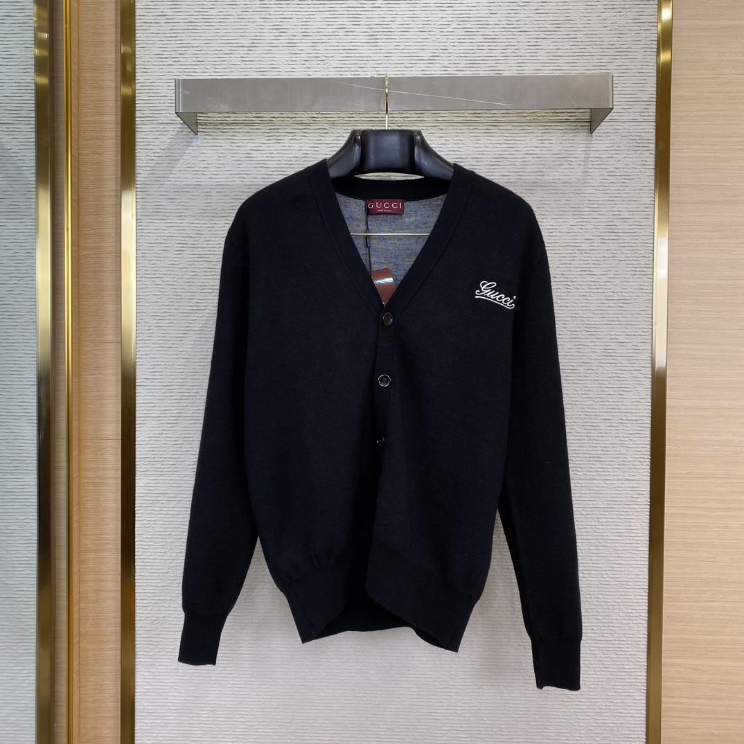 Gucci Double Wool Cardigan With Embroidery - FashionPlug