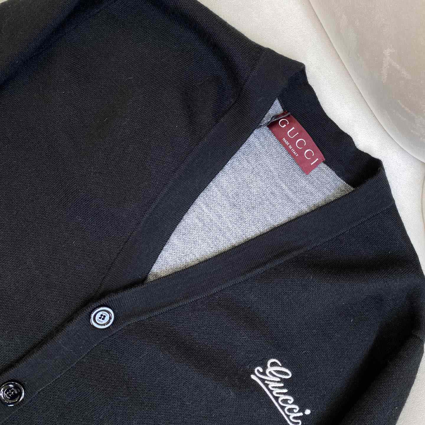 Gucci Double Wool Cardigan With Embroidery - FashionPlug