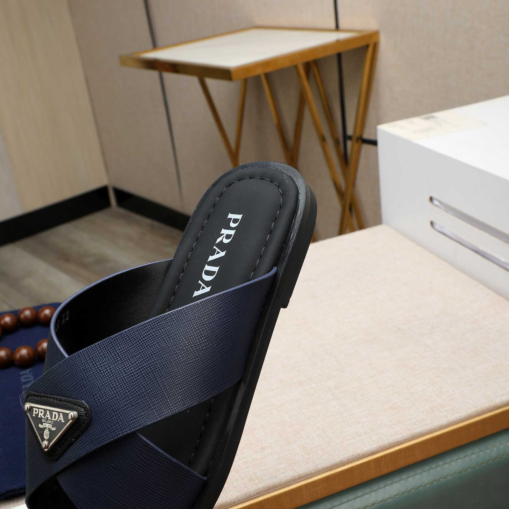 Prada Saffiano Leather Crisscross Sandals - FashionPlug