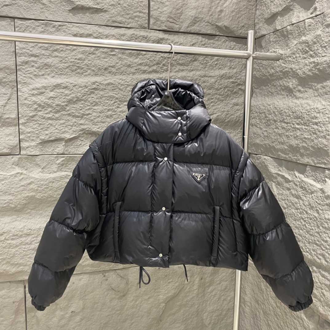 Prada Re-Nylon Convertible Cropped Down Jacket - FashionPlug