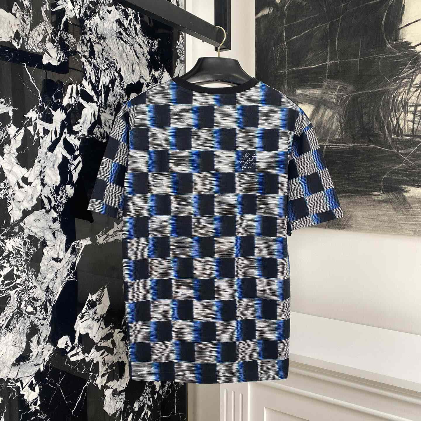 Louis Vuitton Damier Short-Sleeved Cotton T-Shirt   1AFB30 - FashionPlug