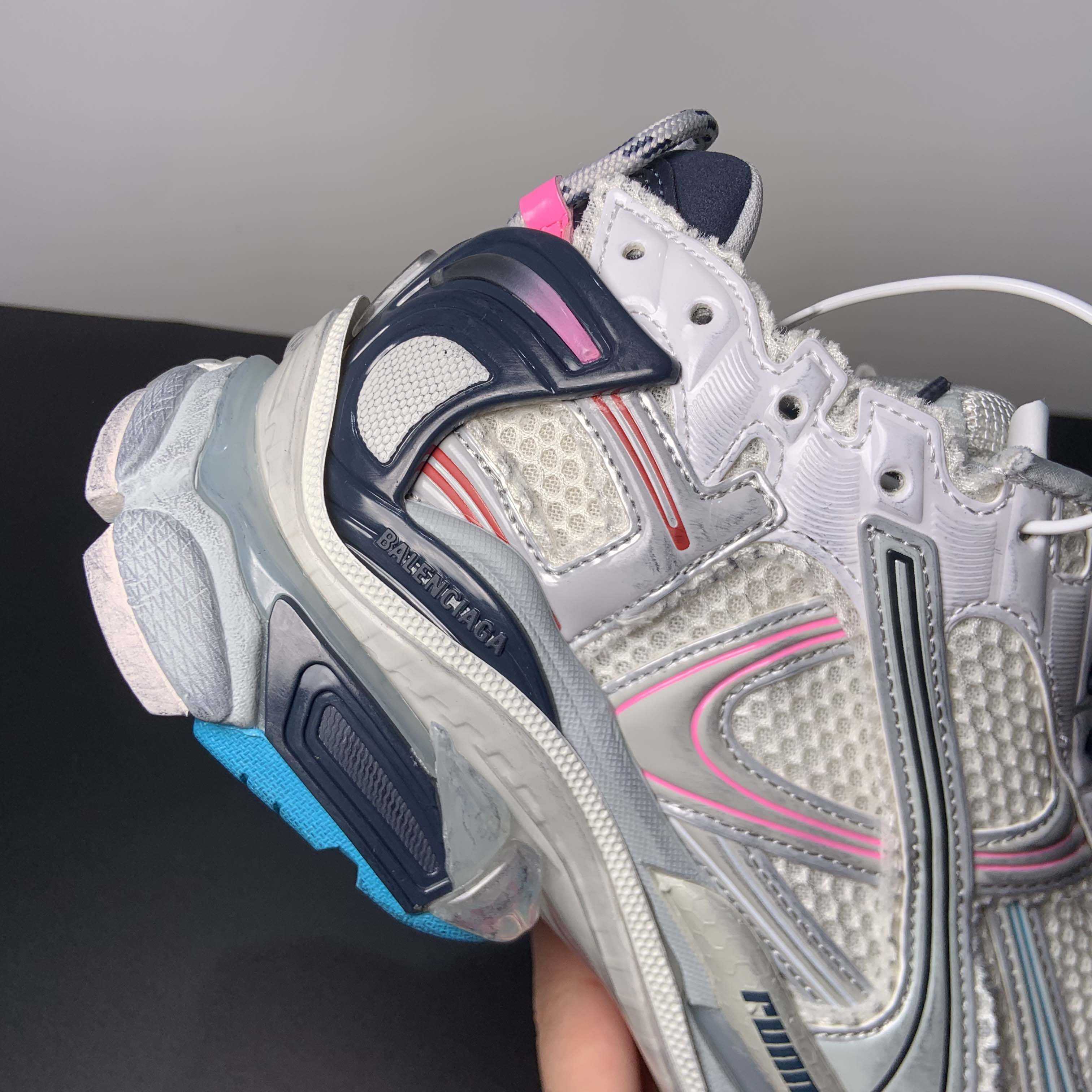 Balenciaga Runner Sneaker In Light Beige/grey/pink/blue - FashionPlug