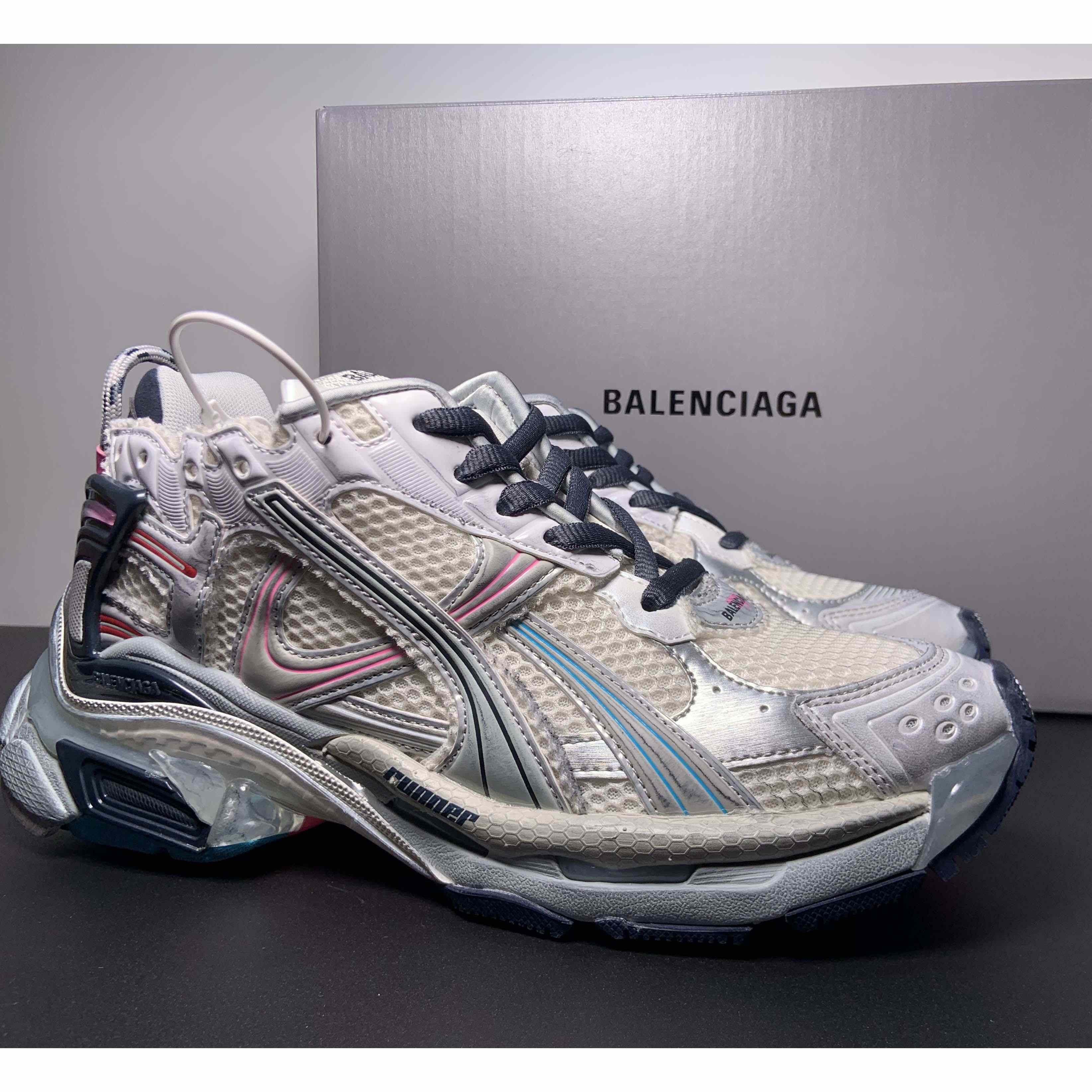 Balenciaga Runner Sneaker In Light Beige/grey/pink/blue - FashionPlug