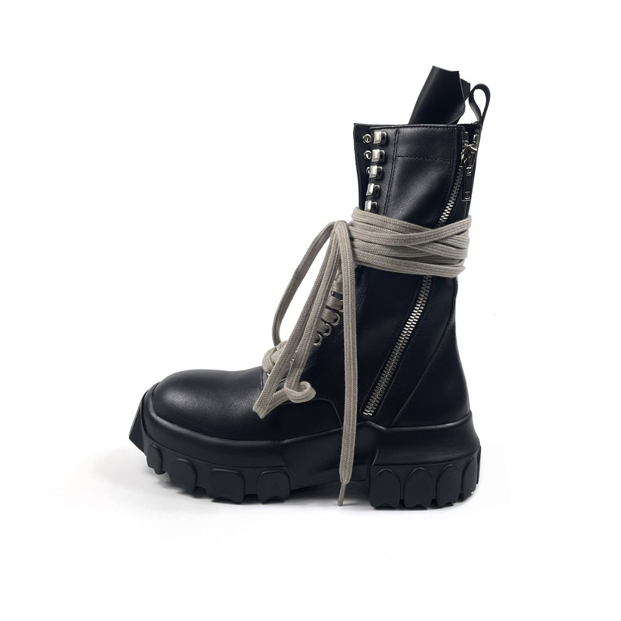 Rick Owens Lace-up Leather Boots - FashionPlug