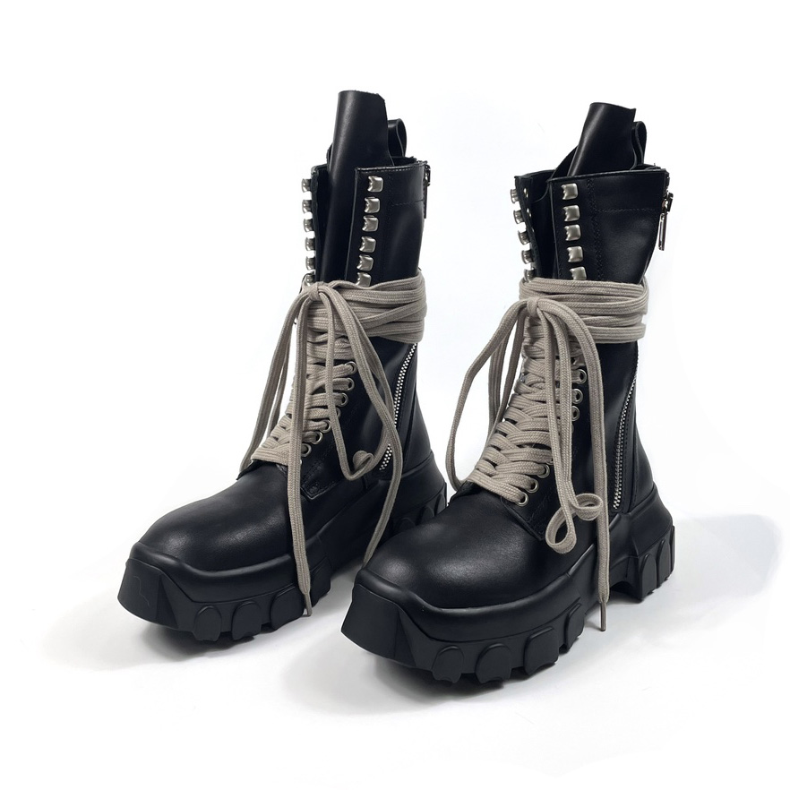 Rick Owens Lace-up Leather Boots - FashionPlug