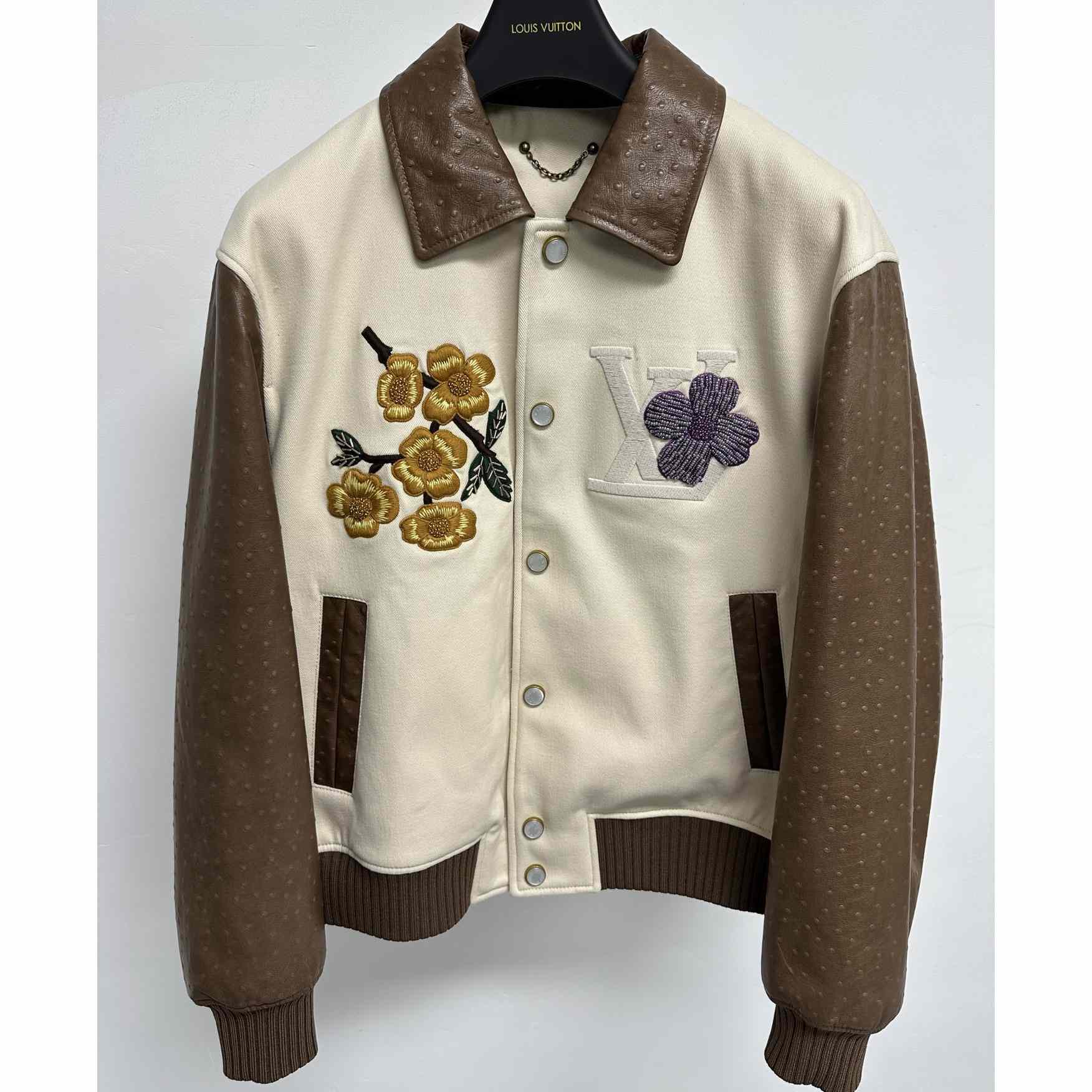 Louis Vuitton Embroidered Ostrich Varsity Jacket   1AFQLX - FashionPlug