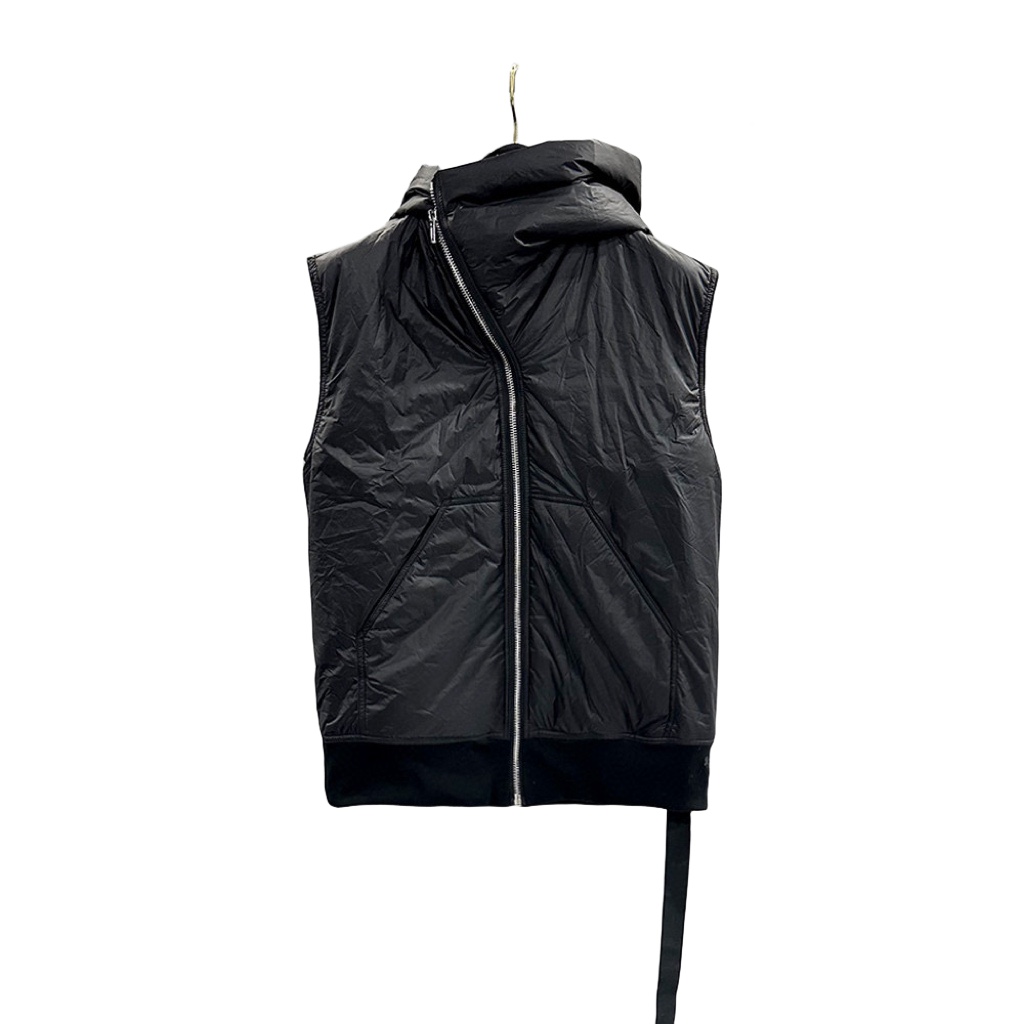 Rick Owens Padded nylon vest with hood - FashionPlug