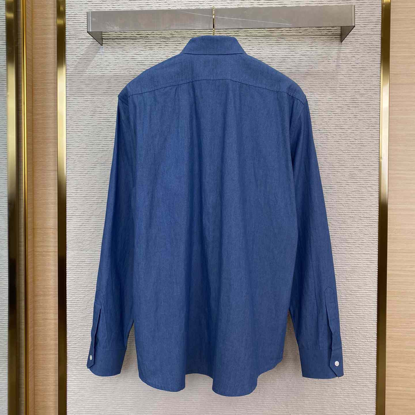 Celine Triomphe Cotton-Chambray Shirt - FashionPlug