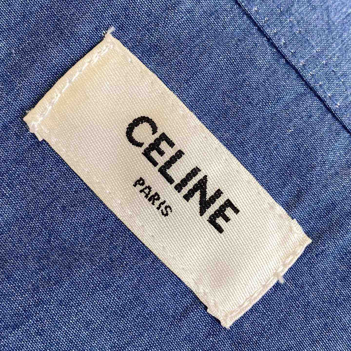 Celine Triomphe Cotton-Chambray Shirt - FashionPlug