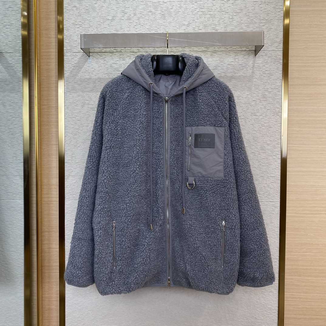 Fendi Logo-appliqué Fleece Jacket - FashionPlug