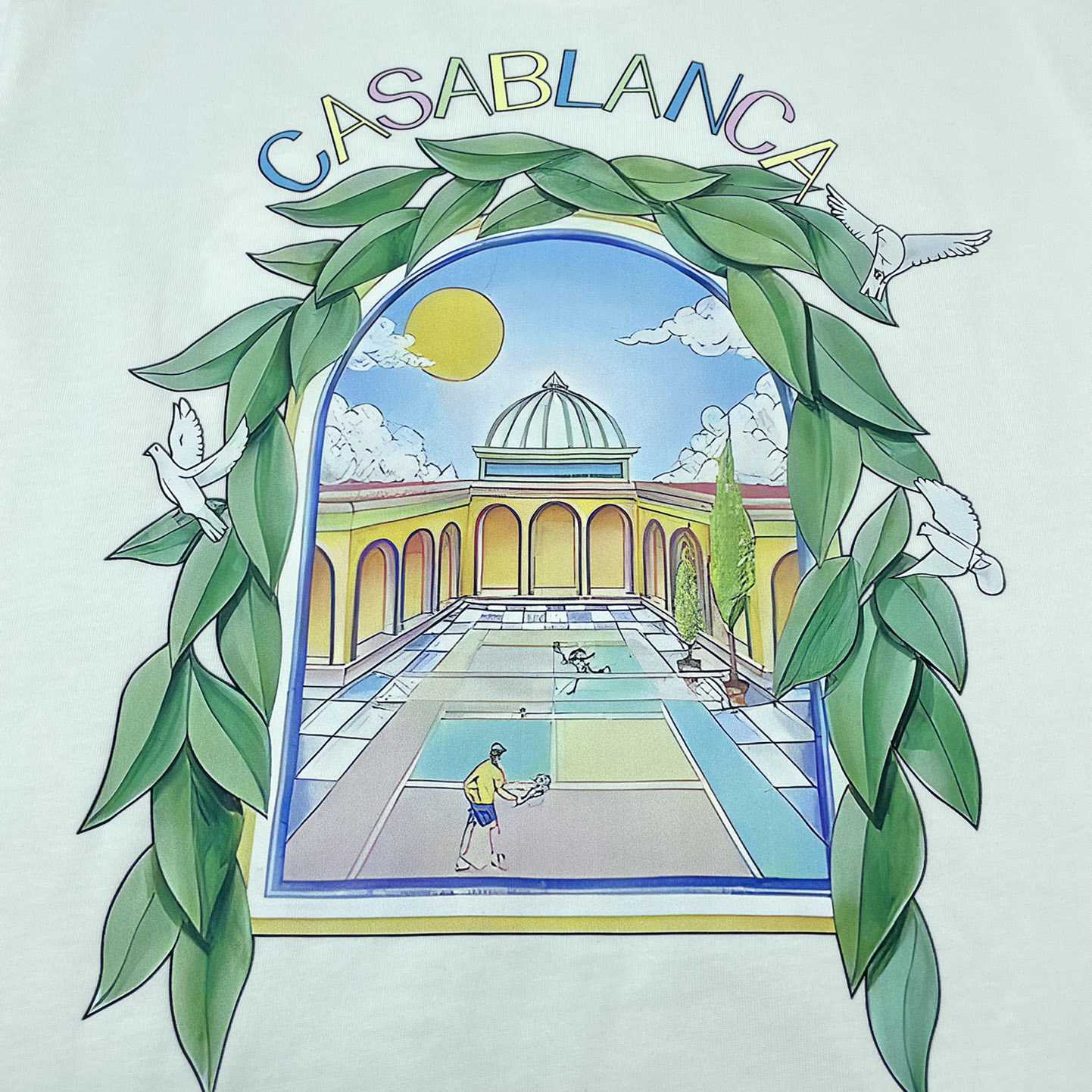 Casablanca White 'Casablanca Avenida' T-Shirt   C889 - FashionPlug