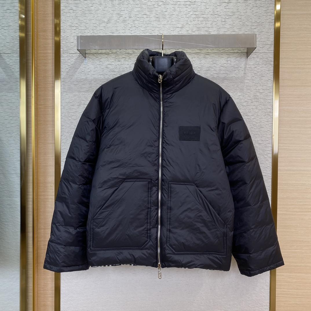 Fendi Logo-patch Reversible Puffer Jacket - FashionPlug