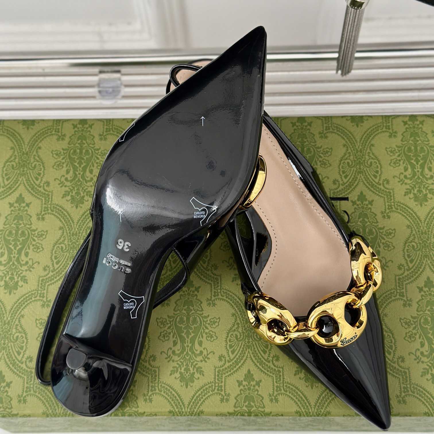 Gucci Women's Slingback With Marina Chain  - FashionPlug