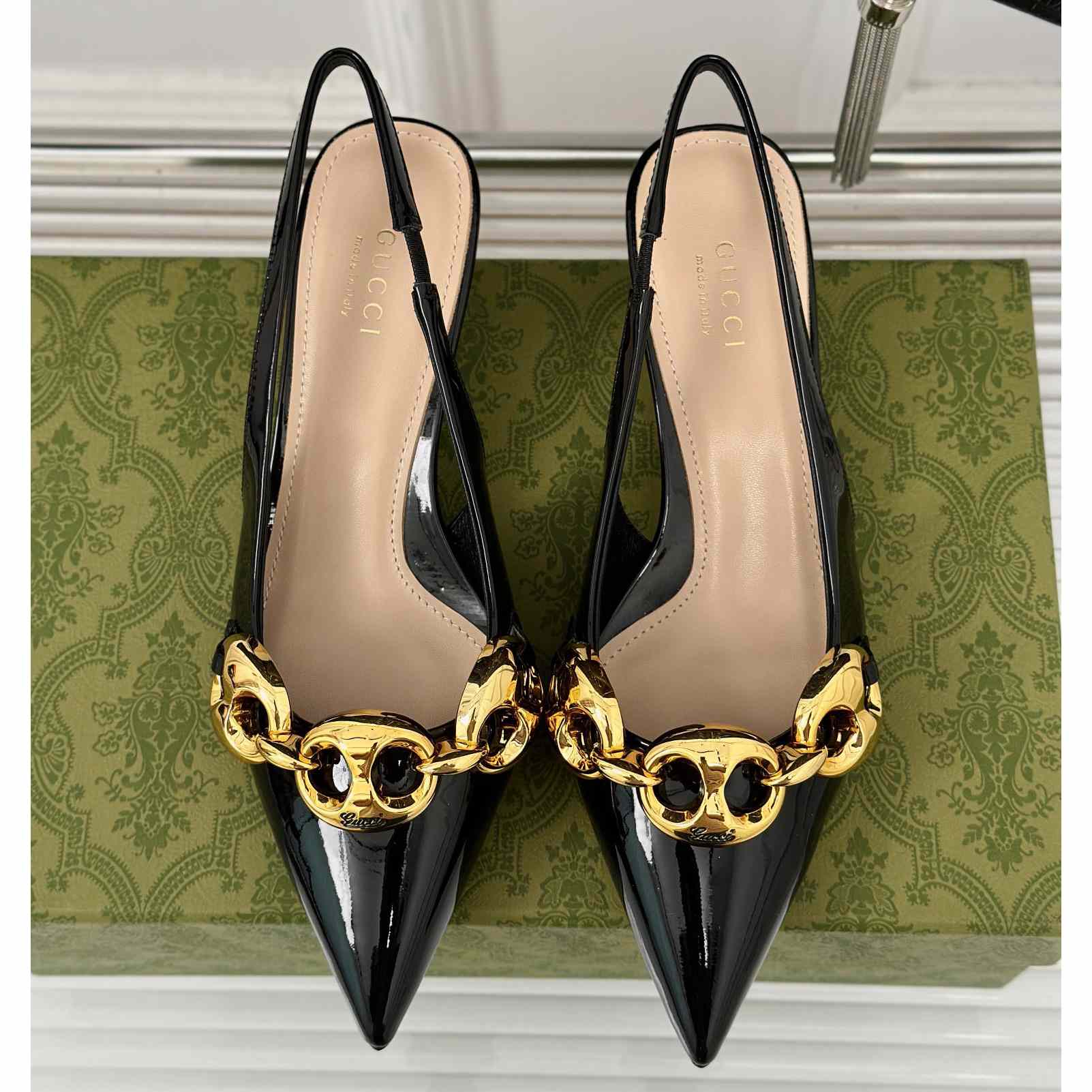 Gucci Women's Slingback With Marina Chain  - FashionPlug
