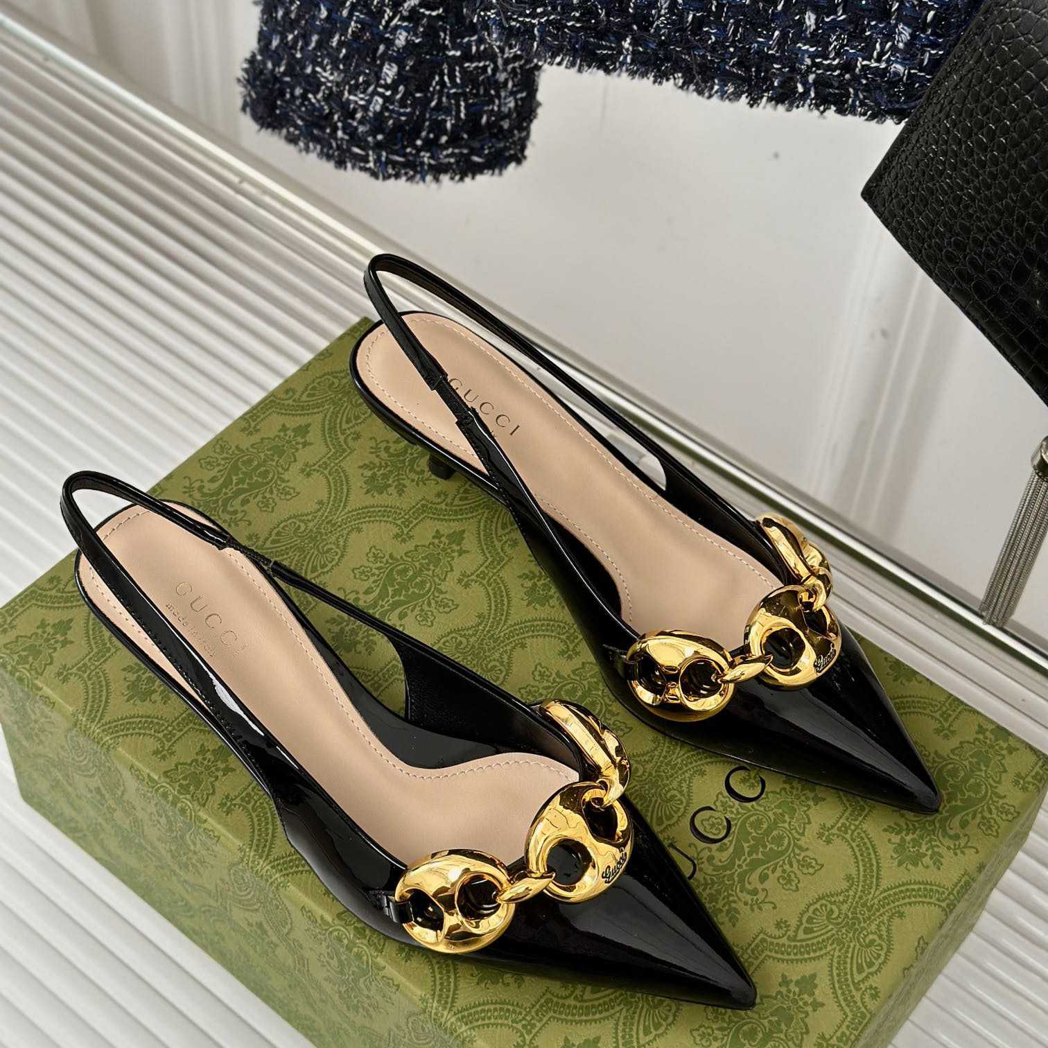 Gucci Women's Slingback With Marina Chain  - FashionPlug