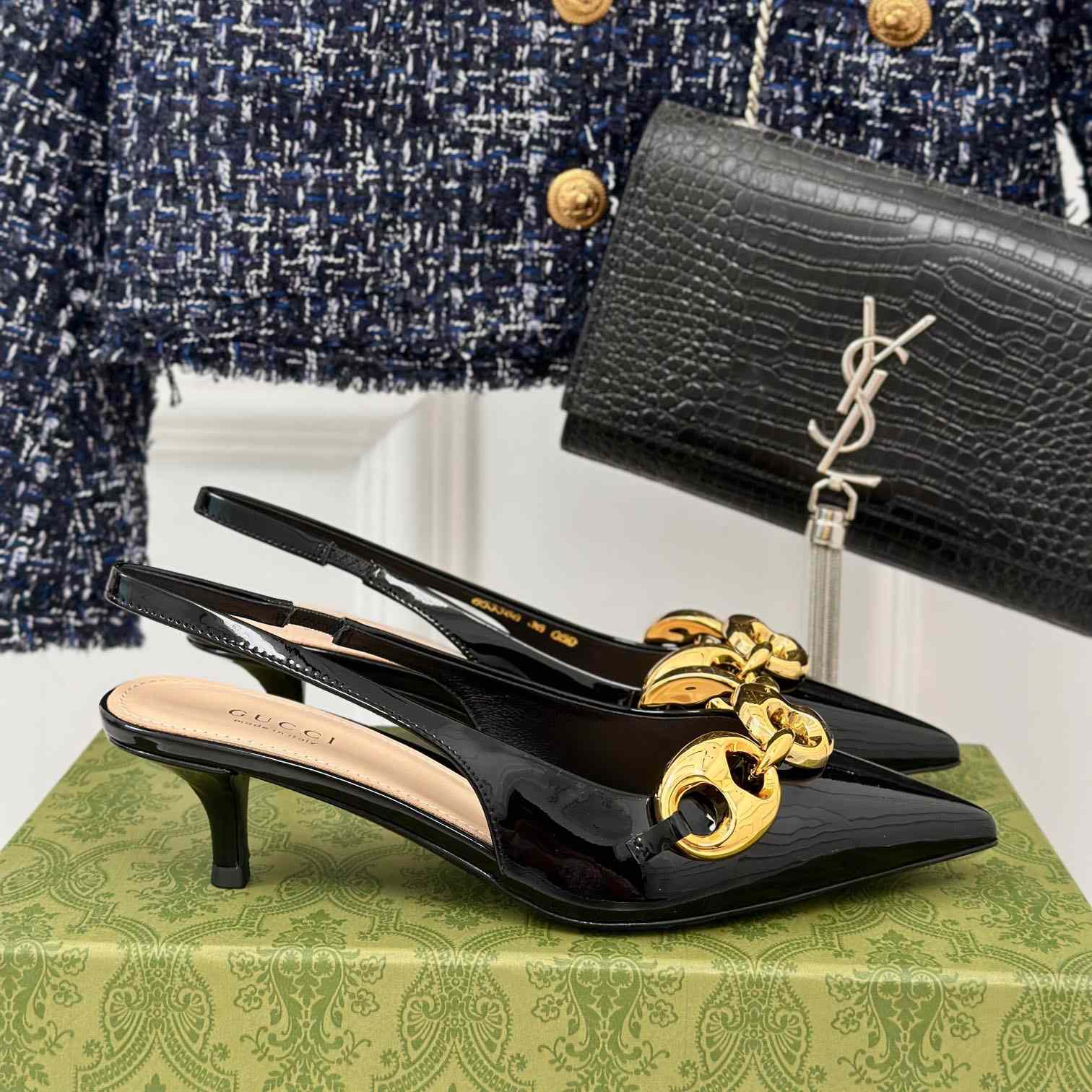 Gucci Women's Slingback With Marina Chain  - FashionPlug