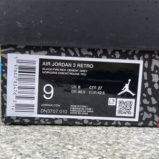 Air Jordan 3 “Black Cement Basketball Shoes     DN3707-010 - FashionPlug