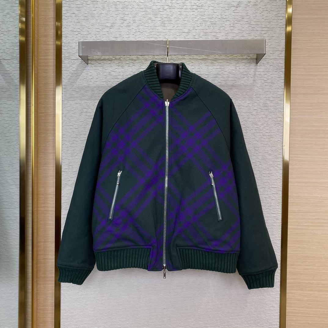 Burberry Checked-Pattern Reversible Twill Bomber Jacket - FashionPlug