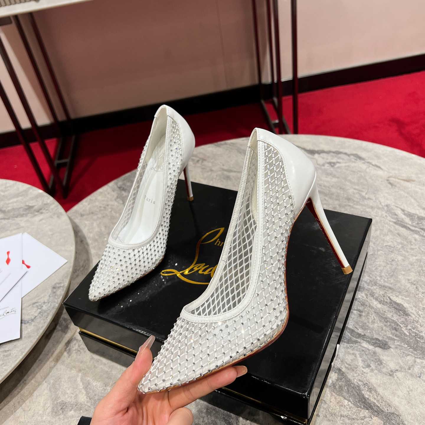 Christian Louboutin Apostropha Mesh Stras  80 mm - FashionPlug