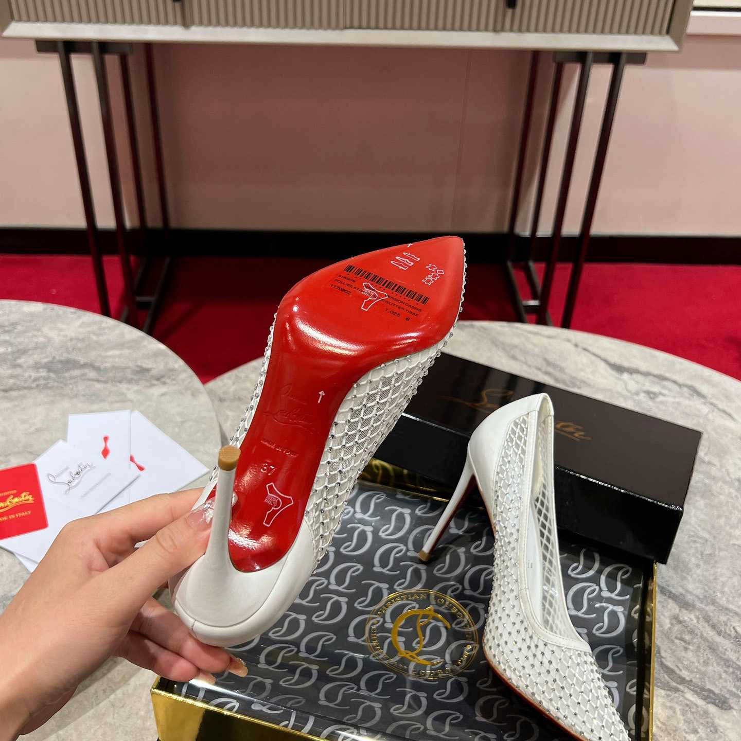 Christian Louboutin Apostropha Mesh Stras  80 mm - FashionPlug