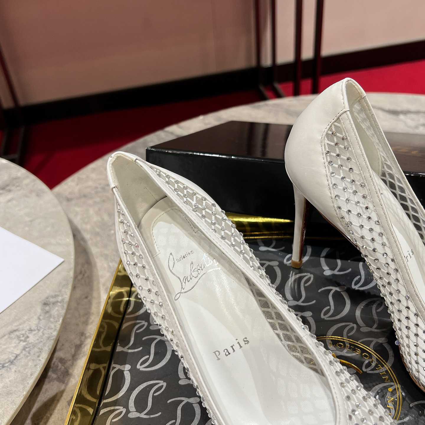 Christian Louboutin Apostropha Mesh Stras  80 mm - FashionPlug