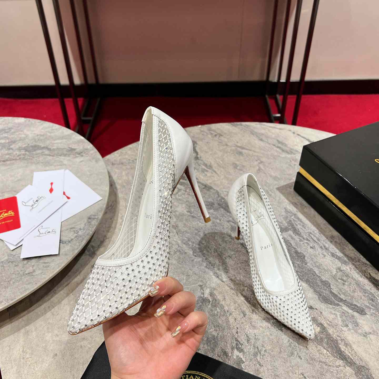 Christian Louboutin Apostropha Mesh Stras  80 mm - FashionPlug