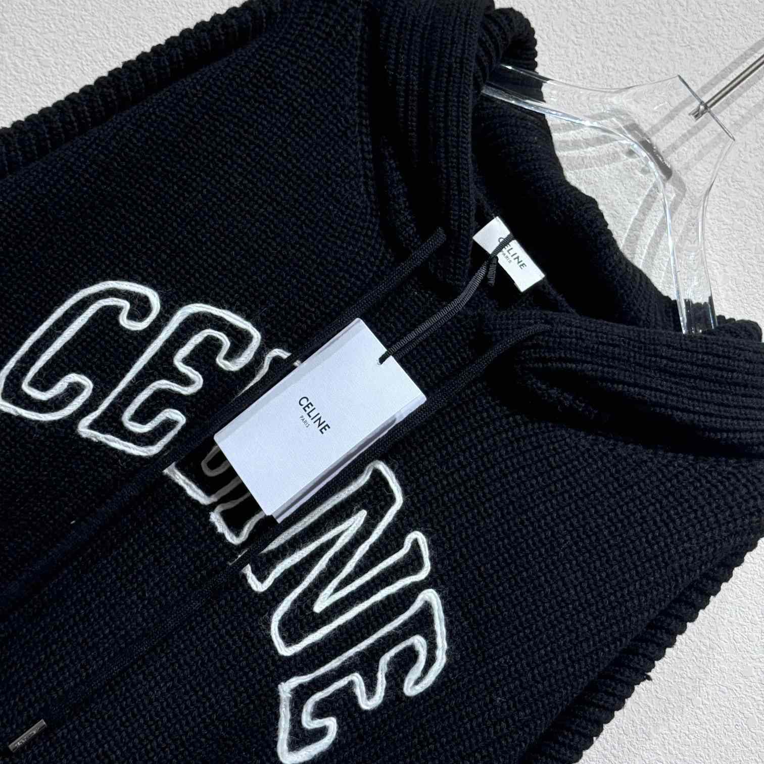Celine Hooded Sweater In Ribbed Wool - FashionPlug