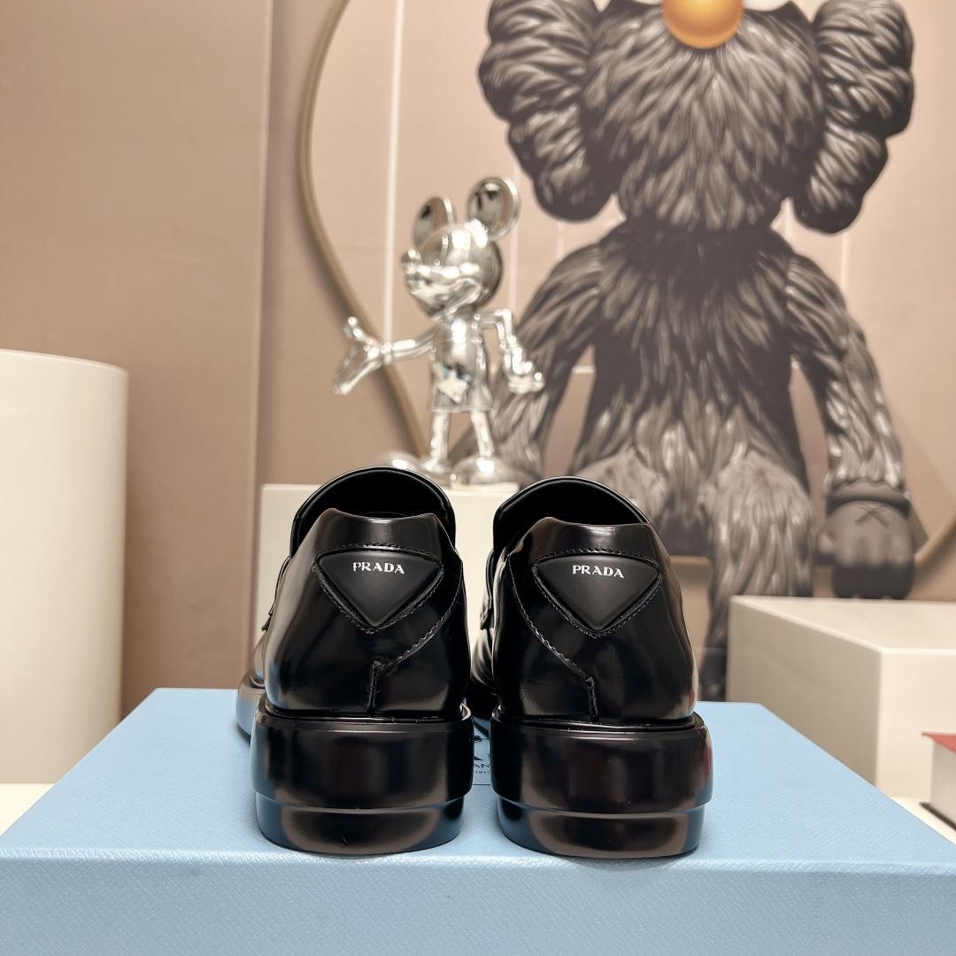 Prada Brushed Leather Loafers - FashionPlug