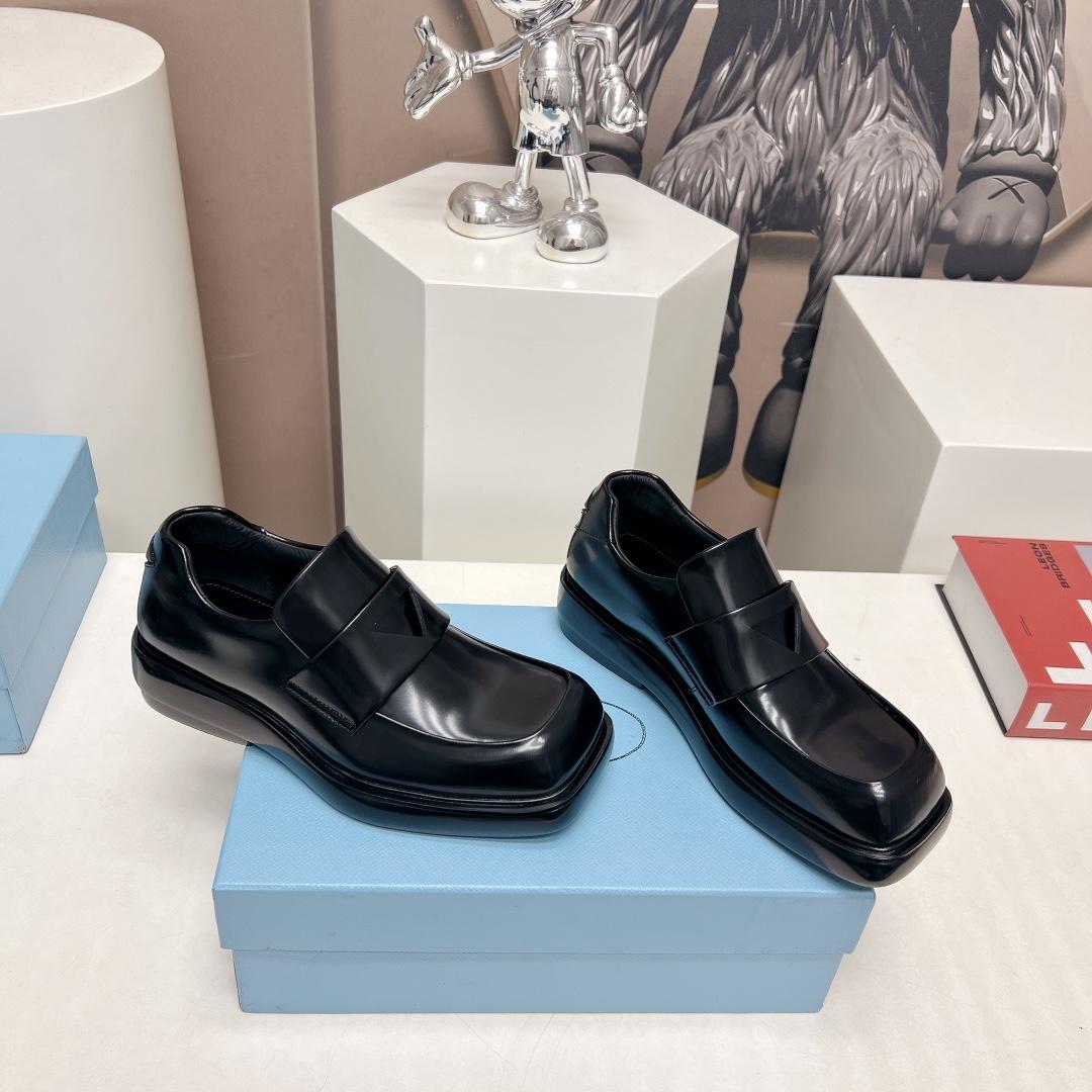 Prada Brushed Leather Loafers - FashionPlug
