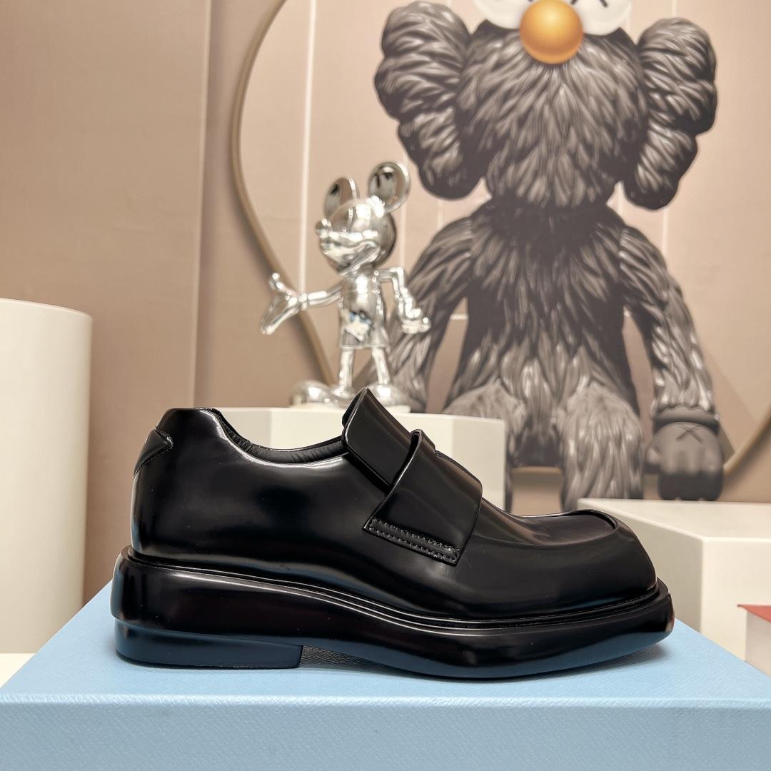 Prada Brushed Leather Loafers - FashionPlug