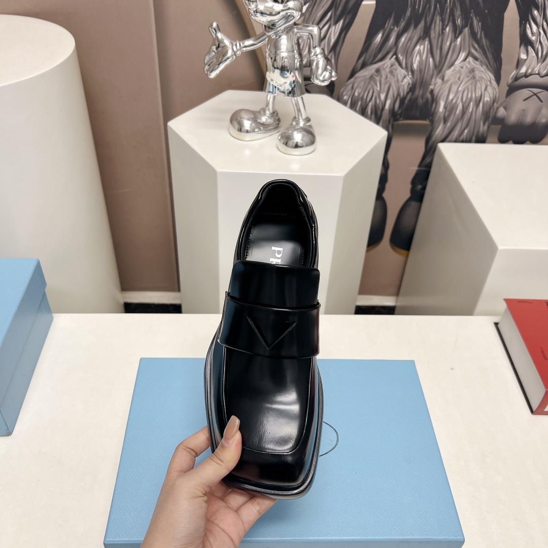 Prada Brushed Leather Loafers - FashionPlug
