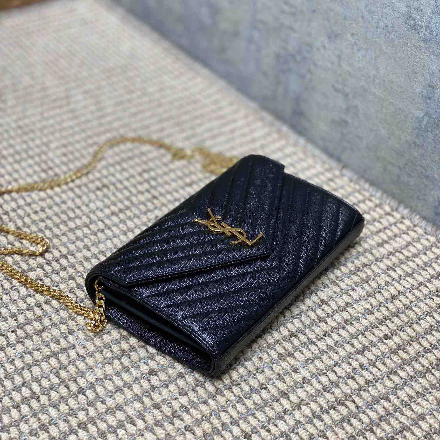 Saint Laurent Cassandre Chain Wallet In Lambskin - FashionPlug