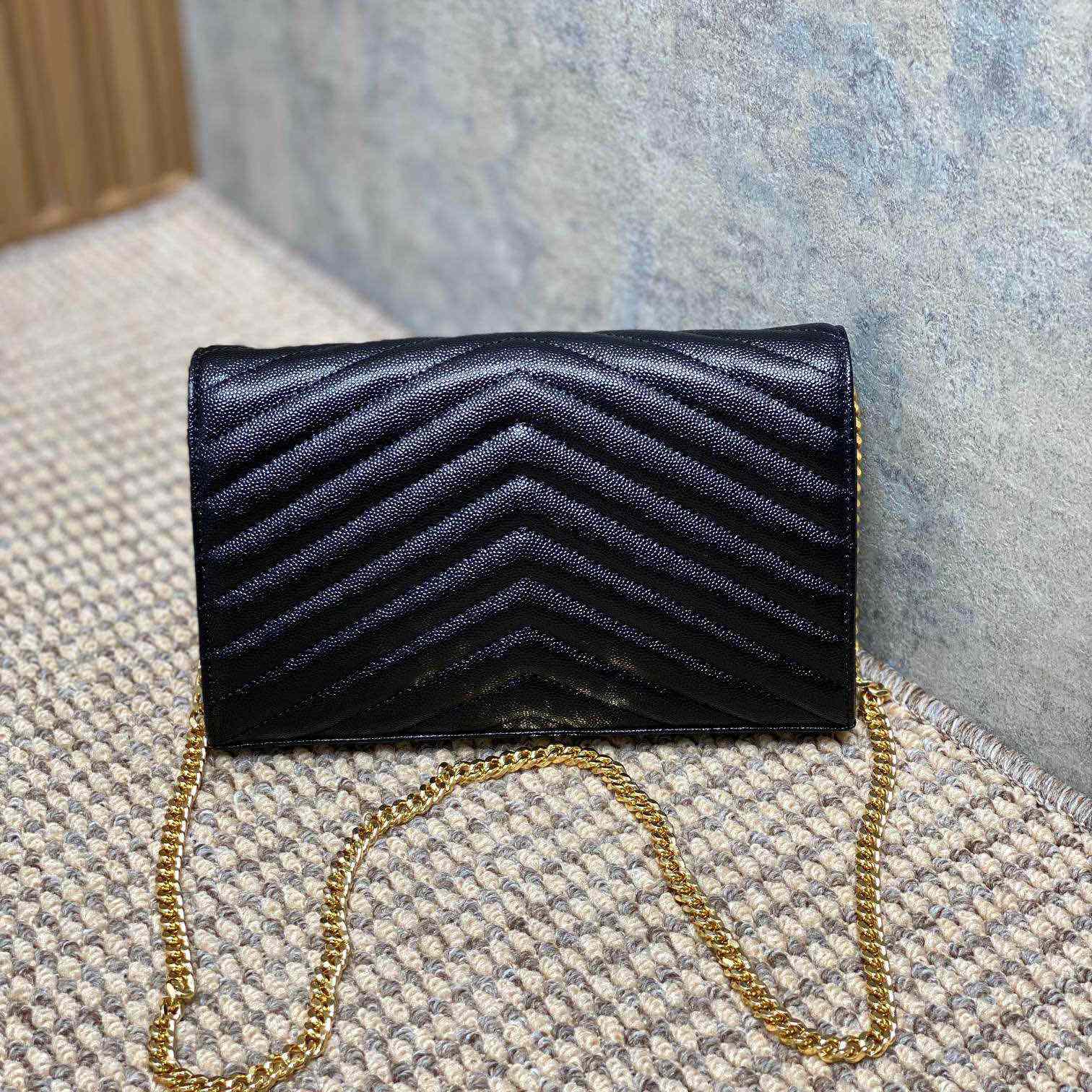 Saint Laurent Cassandre Chain Wallet In Lambskin - FashionPlug