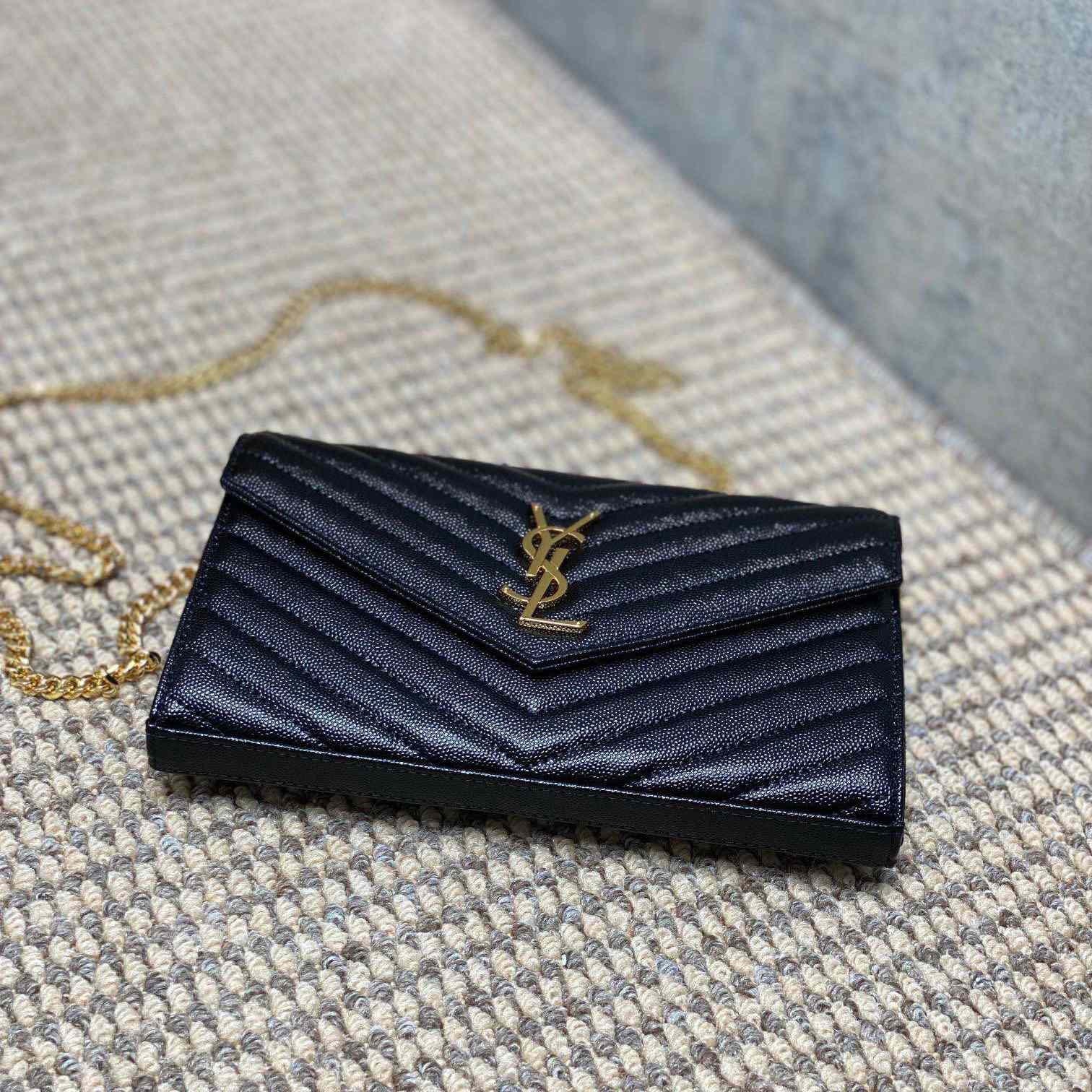 Saint Laurent Cassandre Chain Wallet In Lambskin - FashionPlug