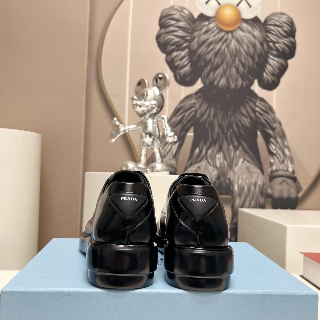 Prada Brushed Leather Derby Shoes - FashionPlug