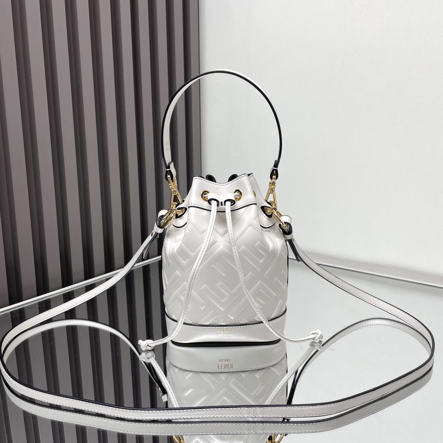 Fendi Mon Tresor White Leather Mini-bag With FF Motif - FashionPlug