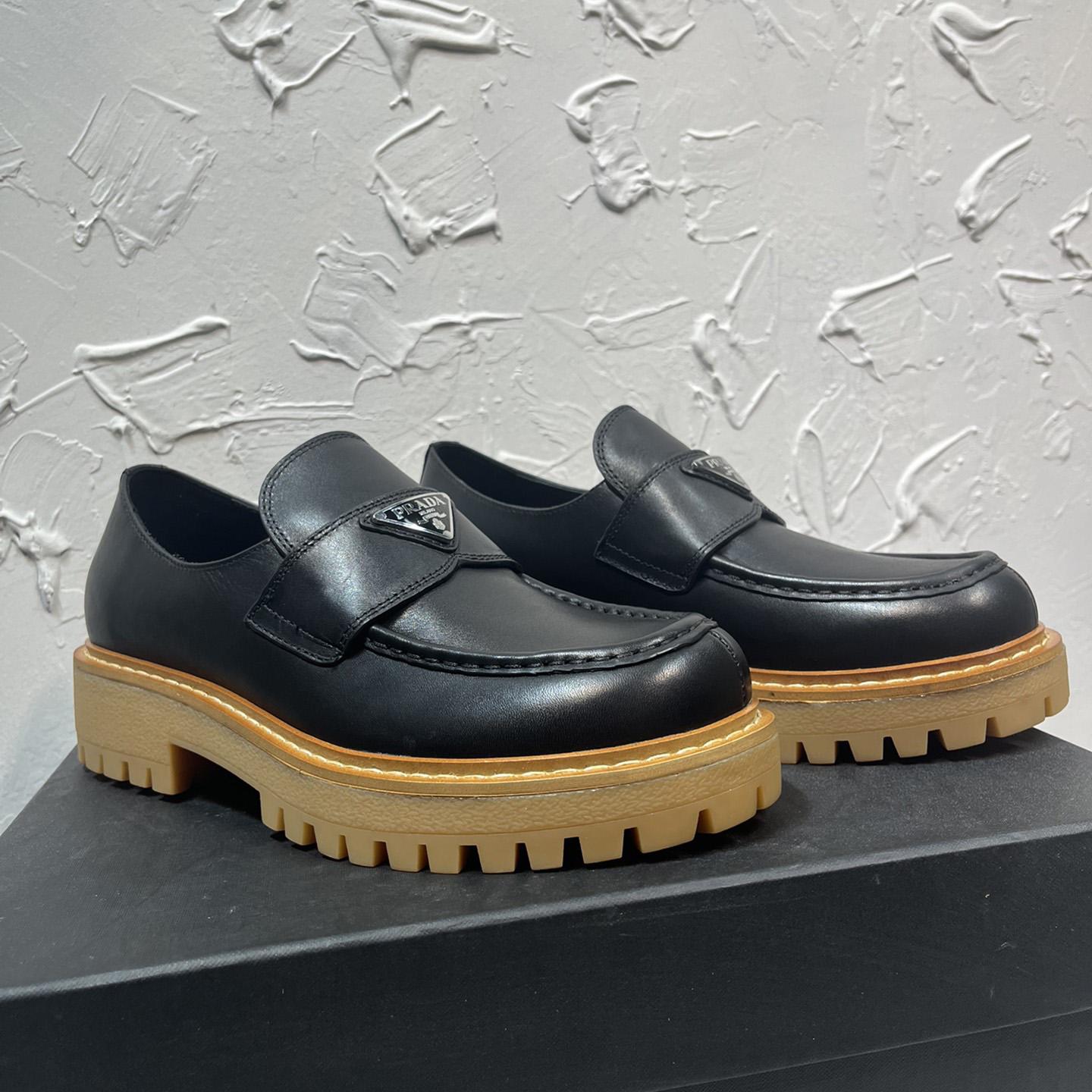 Prada Leather Loafers In Black - FashionPlug