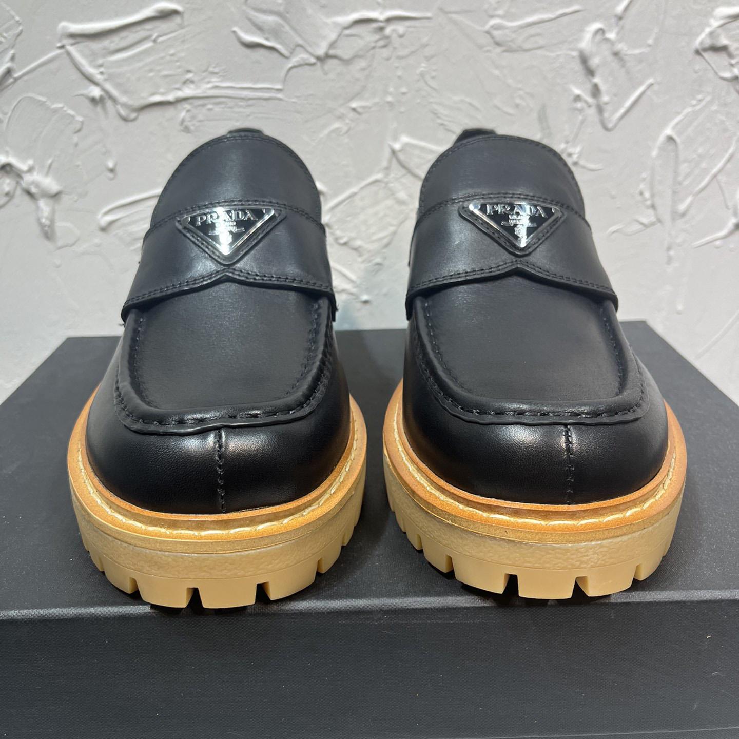 Prada Leather Loafers In Black - FashionPlug