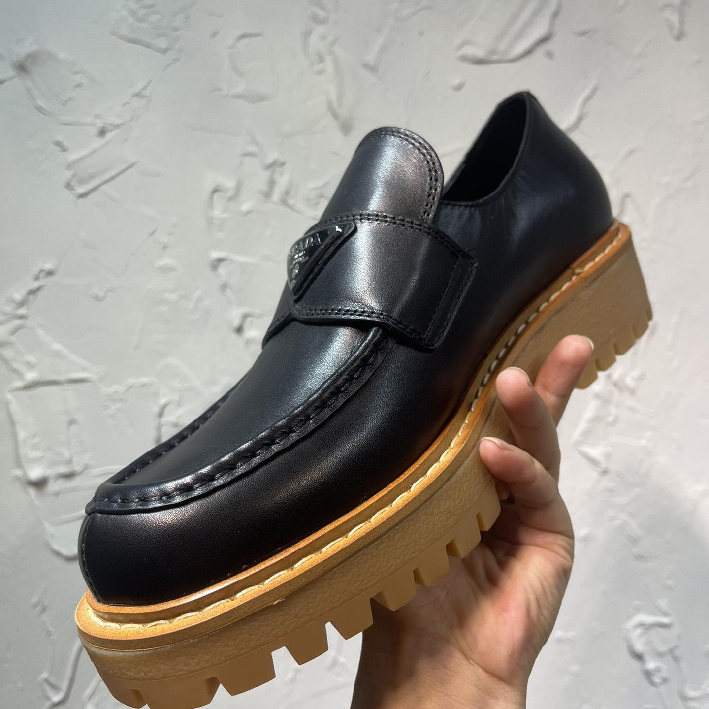 Prada Leather Loafers In Black - FashionPlug