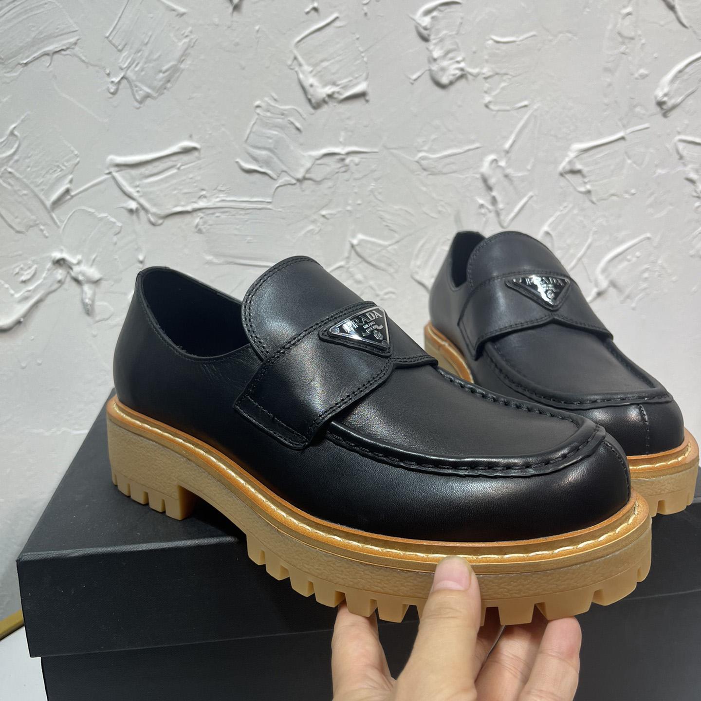 Prada Leather Loafers In Black - FashionPlug