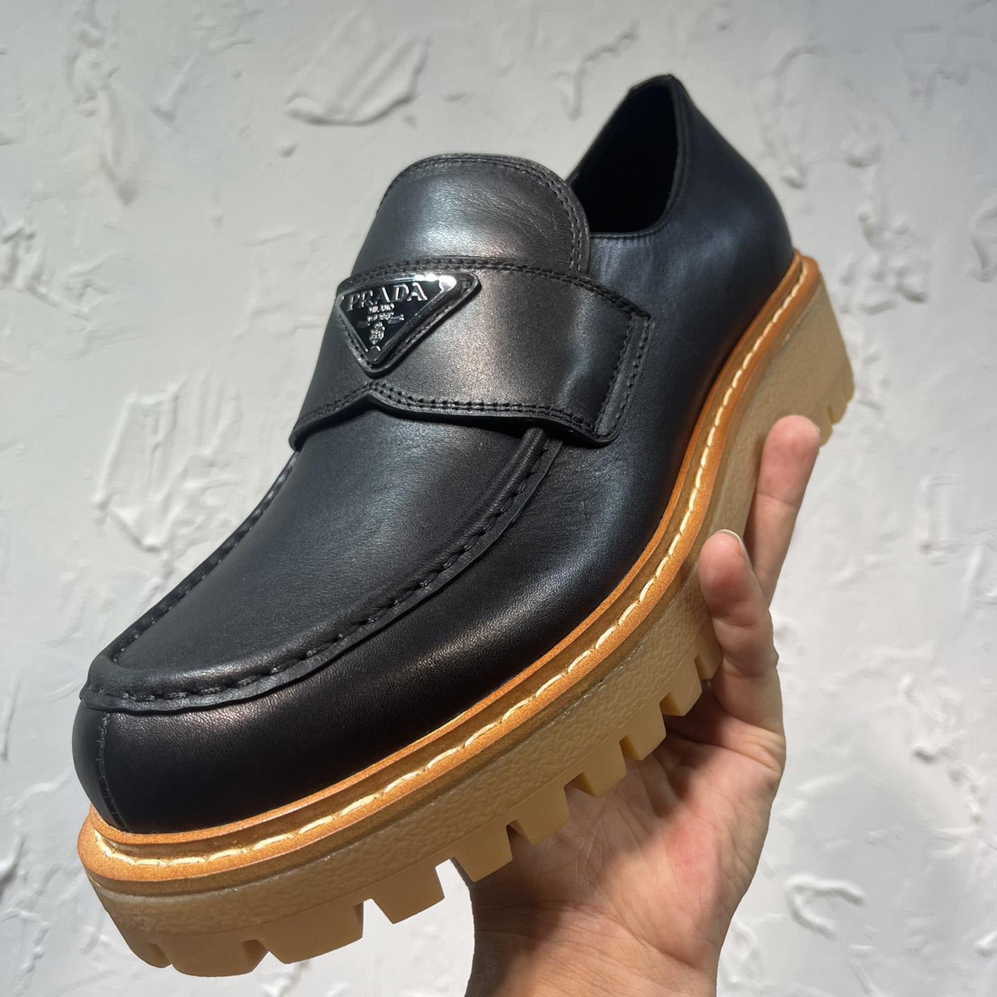 Prada Leather Loafers In Black - FashionPlug