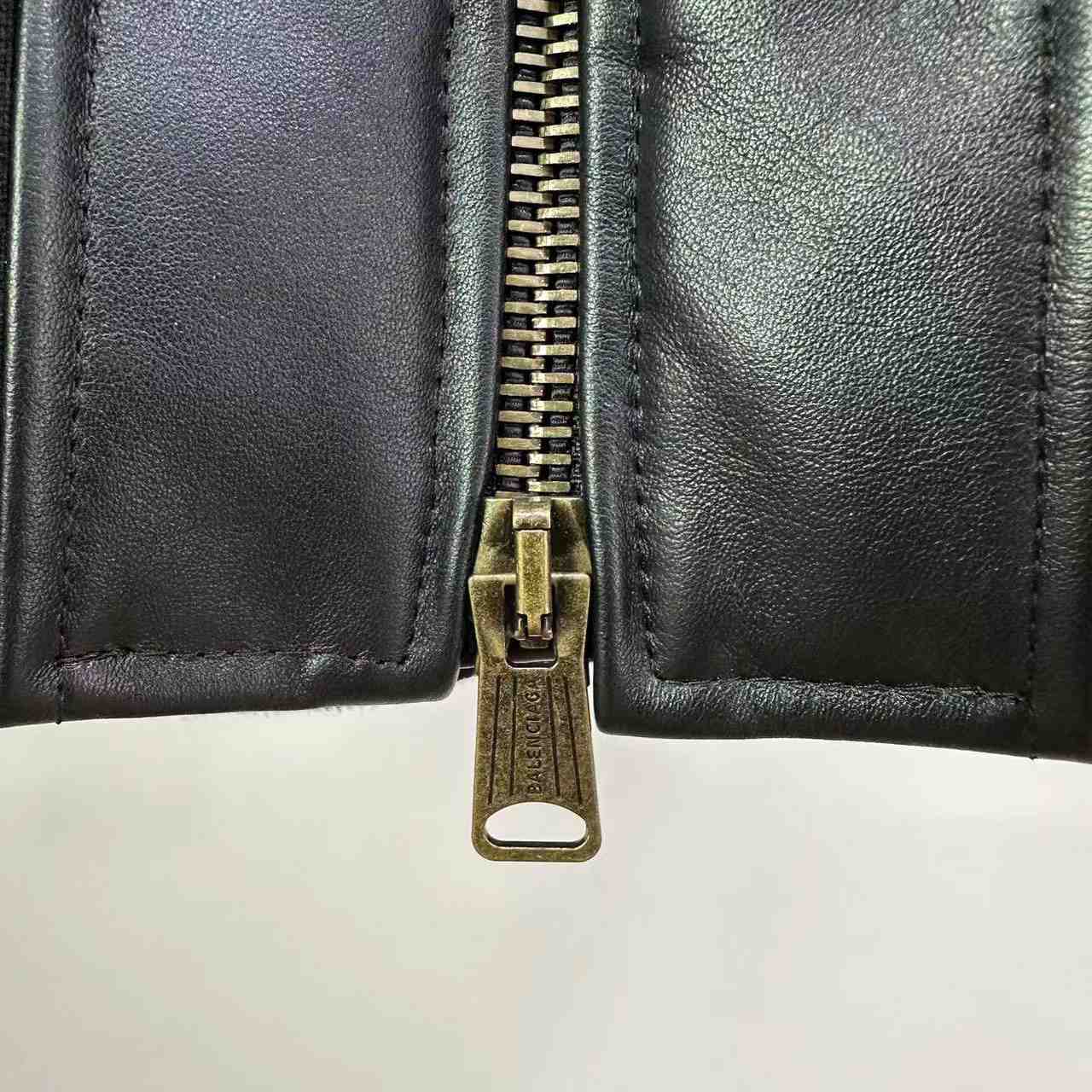 Balenciaga Leather Bomber Jacket - FashionPlug