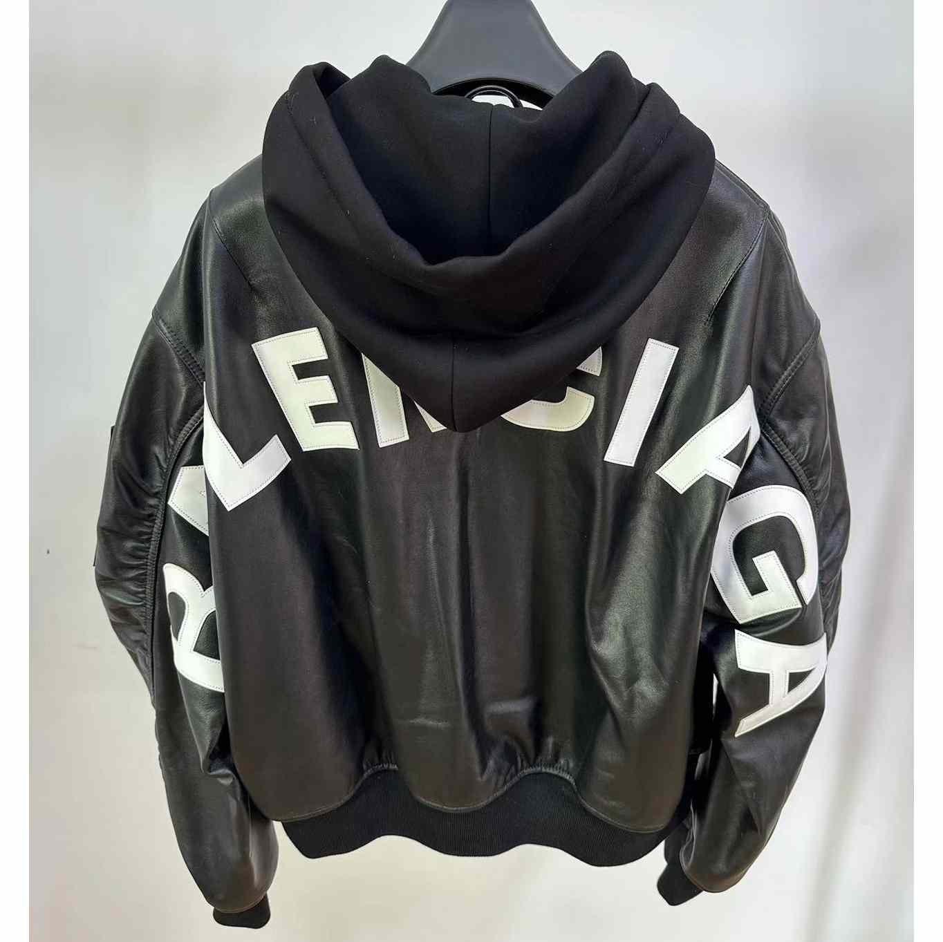 Balenciaga Leather Bomber Jacket - FashionPlug