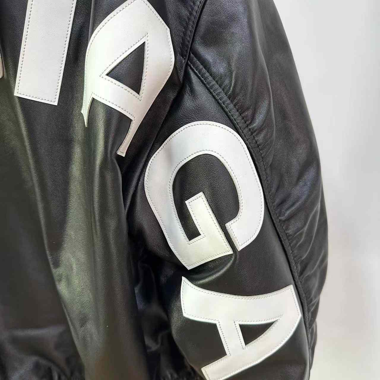 Balenciaga Leather Bomber Jacket - FashionPlug