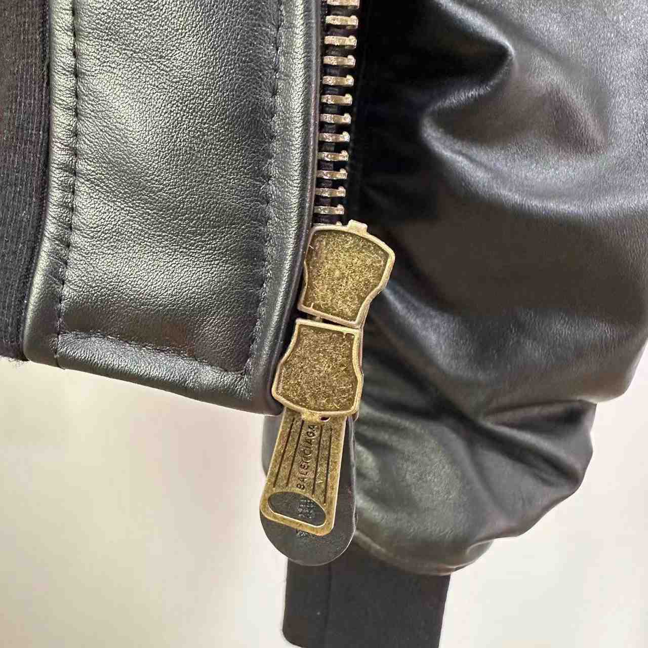 Balenciaga Leather Bomber Jacket - FashionPlug