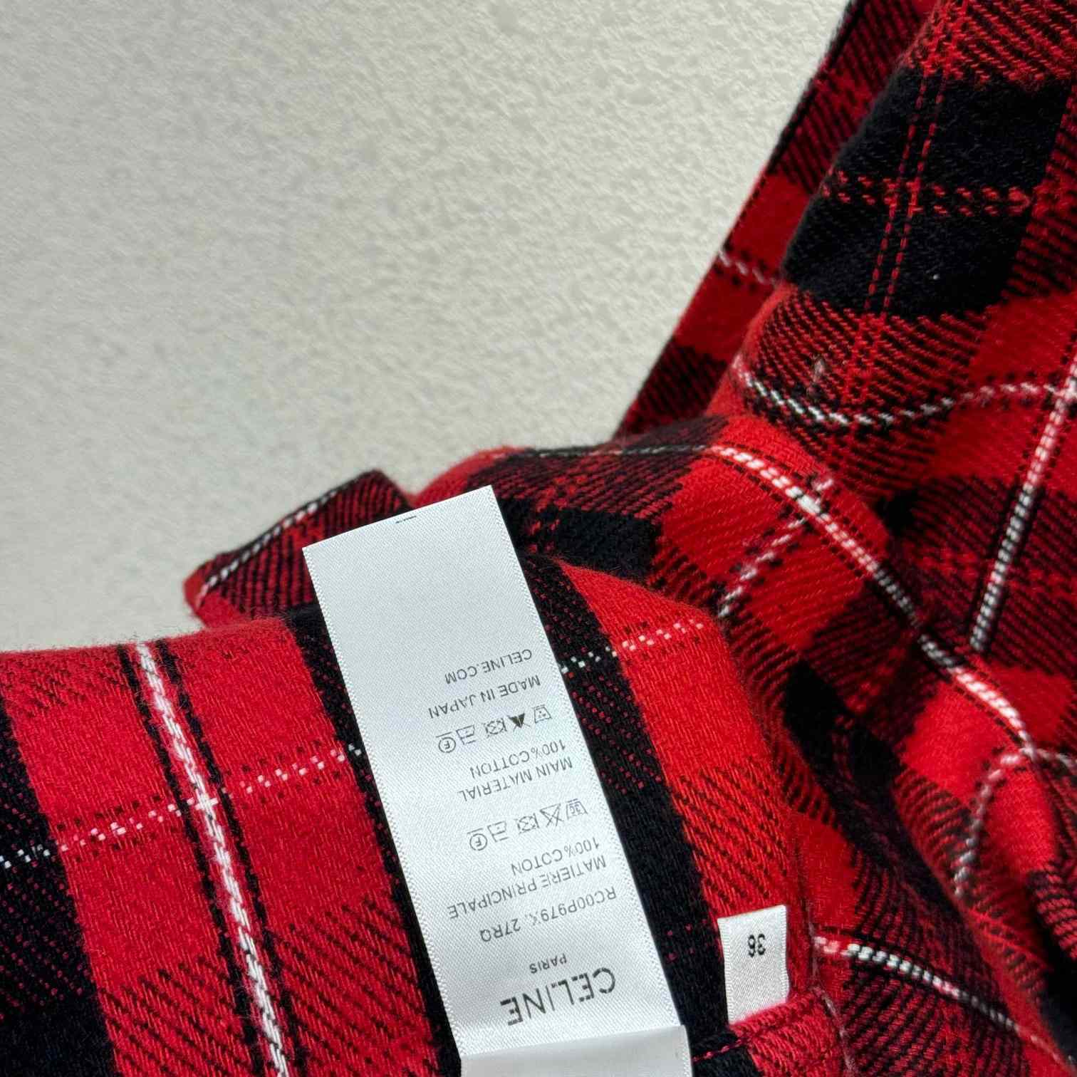 Celine Logo-Embroidered Checked Cotton Shirt - FashionPlug