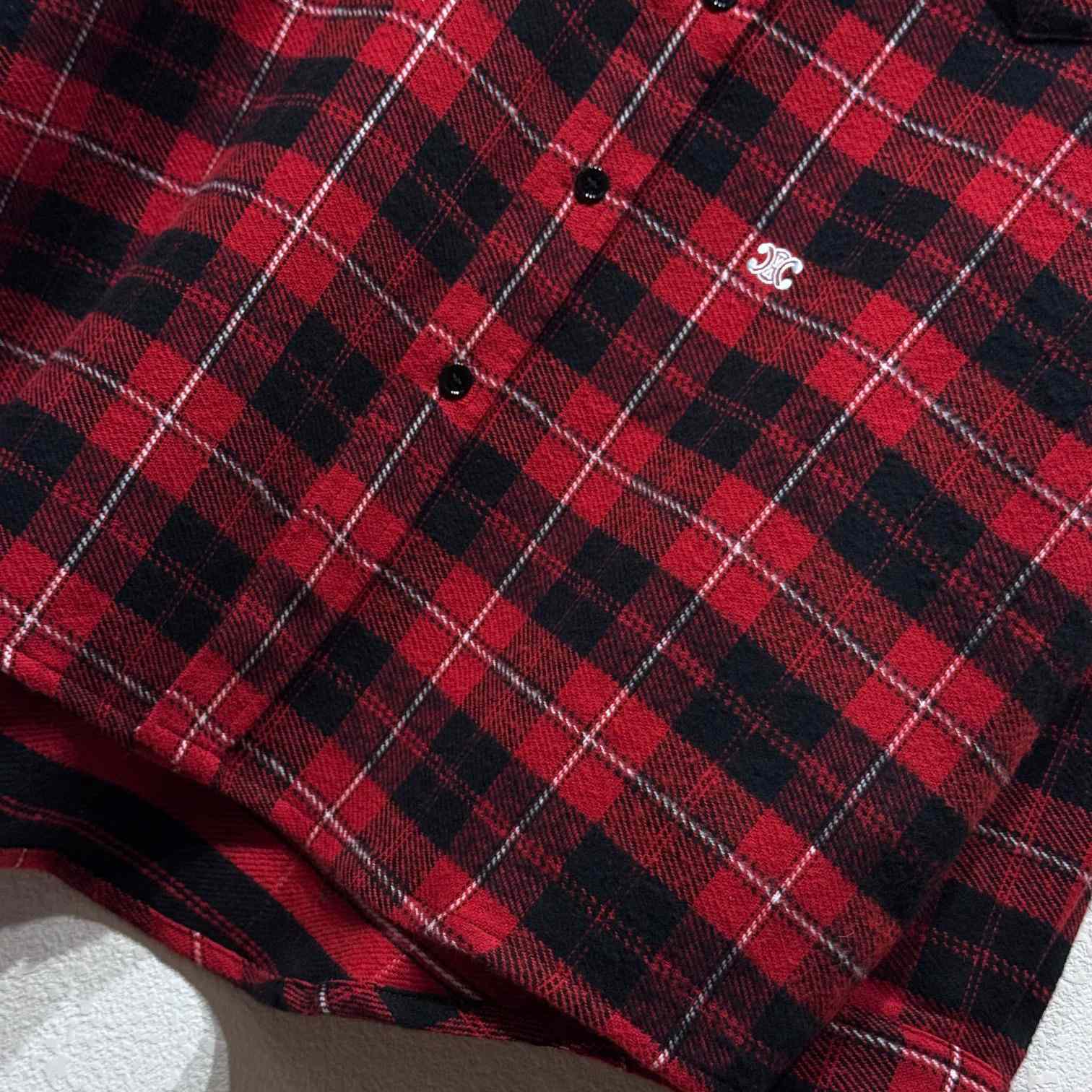 Celine Logo-Embroidered Checked Cotton Shirt - FashionPlug