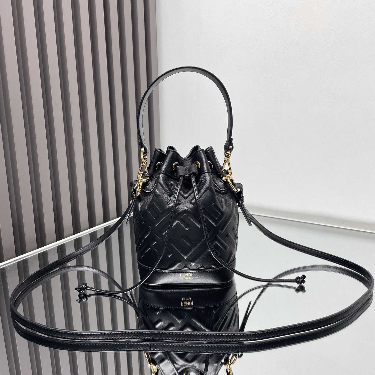 Fendi Mon Tresor Black Leather Mini-bag With FF Motif - FashionPlug
